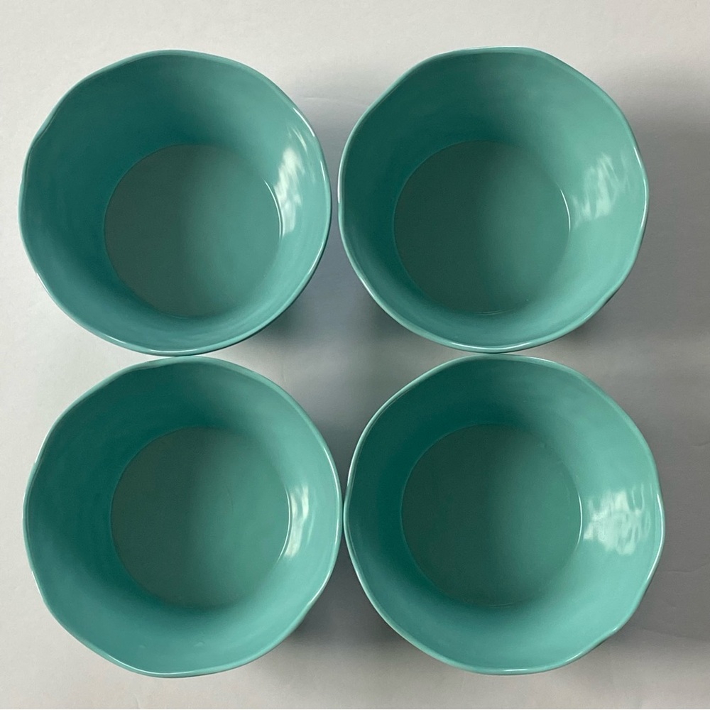 Tommy Bahama Blue Hobnail MELAMINE Appetizer Bowls / Dessert Bowls Set Of 4 EUC